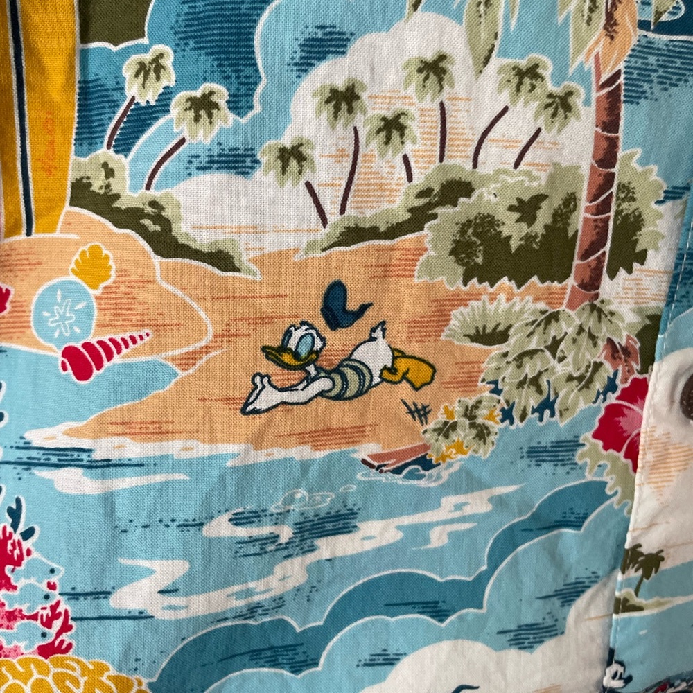 Disney Men's Blue Tropical Print Shirt - Picture 2 of 5